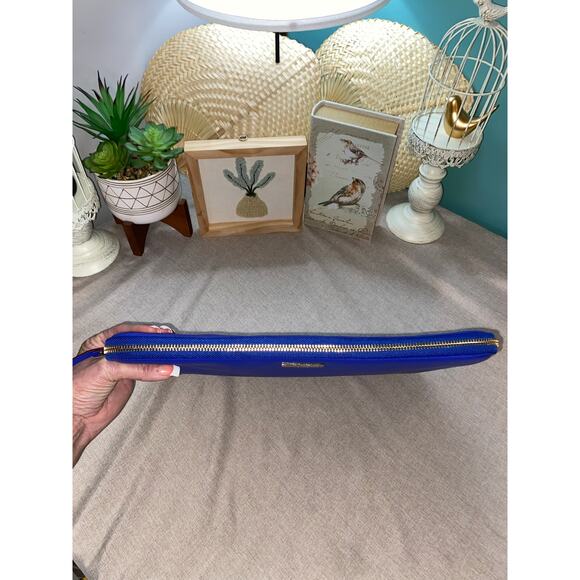 Kate Spade New York Laptop Sleeve Zip Case Blue Gold Logo Hardware - Picture 9 of 10